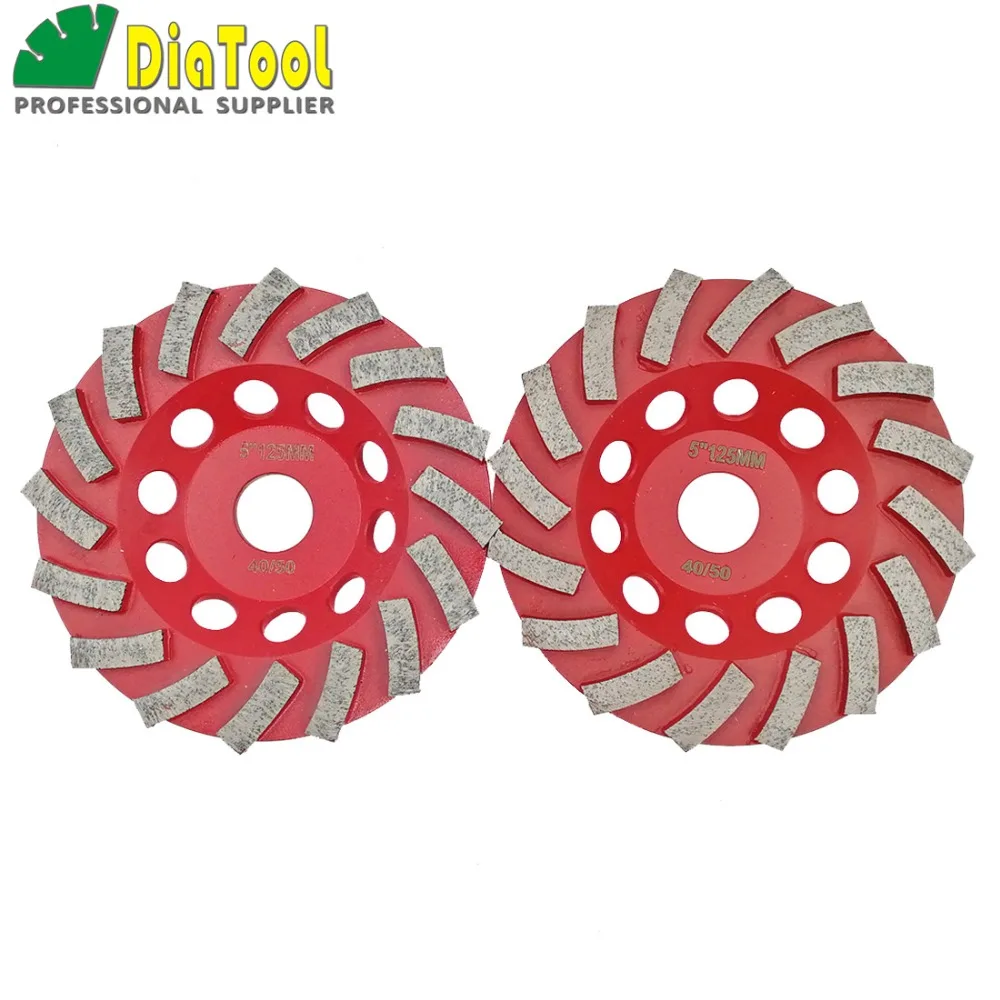 DIATOOL 2PK Dia 125MM Segmented Turbo Diamond Grinding Cup Wheel For Concrete And Masonry Material 5" Discs | Инструменты