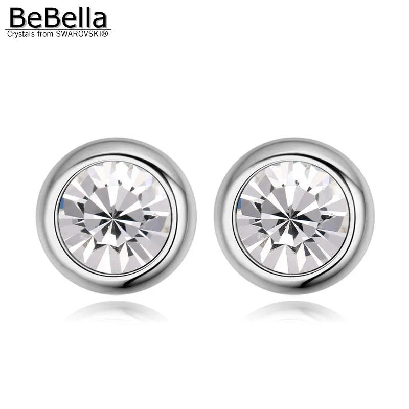 

BeBella round shape stud crystal earrings made with Crystals from Swarovski for women gift 2018 women's,18 colors