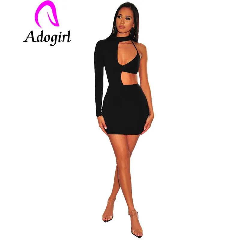 Adogirl полуоткрытое мини платье с длинным рукавом байонетное v образным вырезом