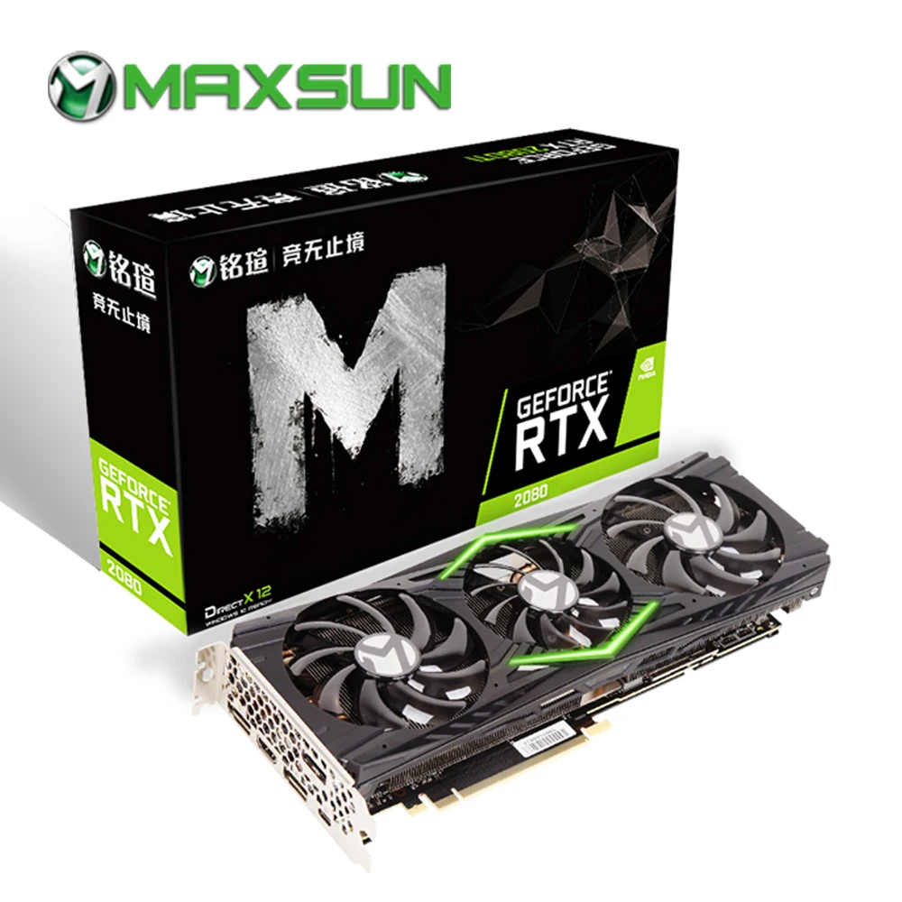 

MAXSUN RTX 2080 graphic card RGB 8GB 14000MHz 1515MHz GDDR6 256Bit Turing TU104 HDMI+3*DP+Type-C 2944unit video card for gaming