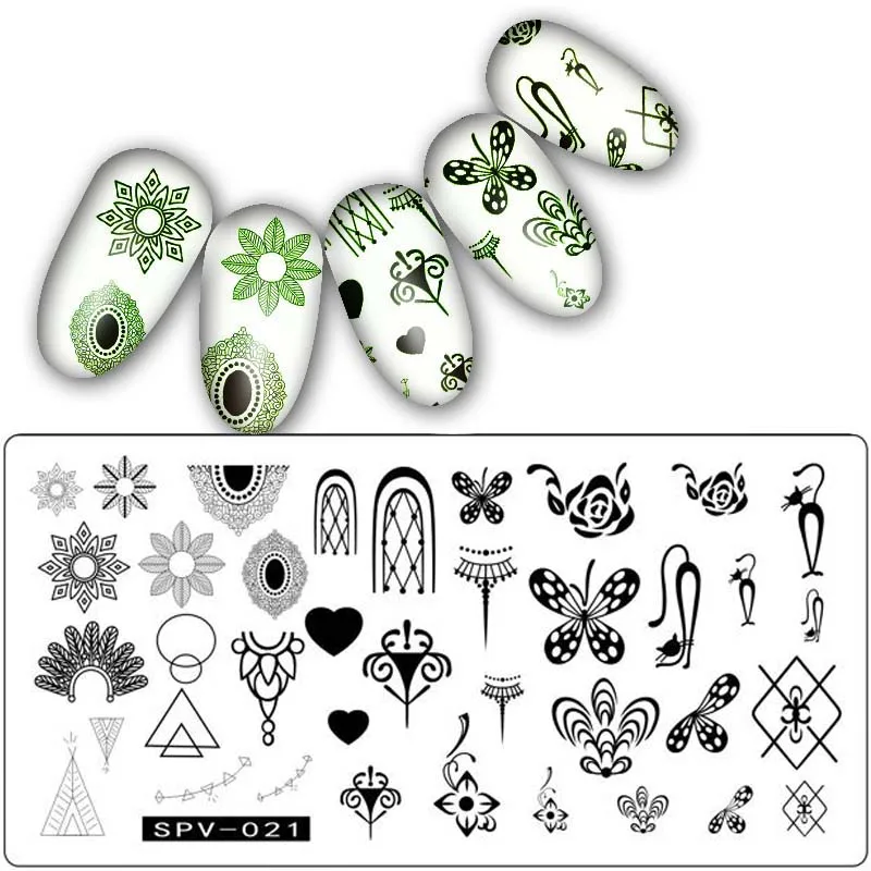 Major Dijit, 1 шт., рисунок улыбки, штамповка для ногтей, пластины, растение, дизайн ногтей, штамп, изображение, маникюрный шаблон, трафареты для украшения ногтей - Цвет: spv21