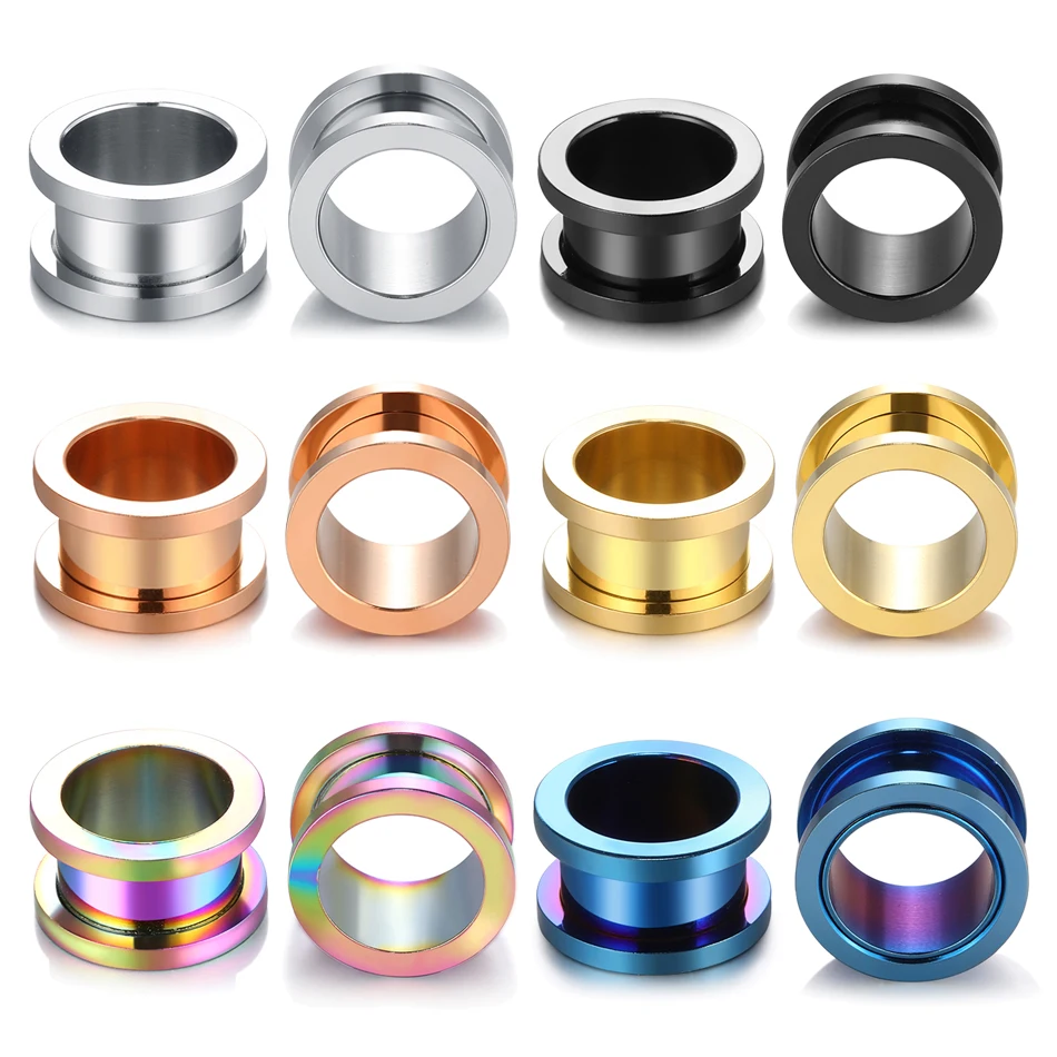 

2Pcs/lot Surgical Steel Ear Plugs and Tunnels for Ear Stretchers Screw Back Ear Dilations Expander Earrings Sexy Body Jewelry