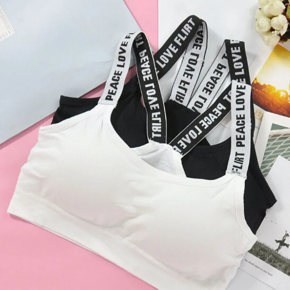 

Women Push Up Sports Bra Black White Fitness Top Letters Yoga Bra For Cup A-D Running Yoga Gym Fitness Crop Underwear