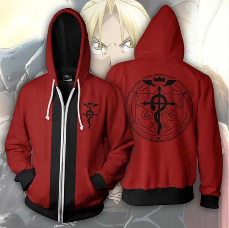 

Anime Fullmetal Alchemist Edward 3D Print Coat Jacket Hoodies Sweatshirts Cosplay Hooded Casual