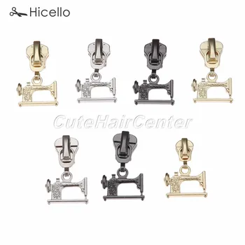 

10pcs Metal zipper sliders 3#/5# zinc alloy for Resin/Metal zippers Gold Silver Black DIY Craft Sewing machine shape Hicello