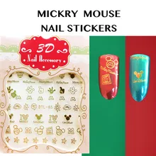 Tessie магазин Микки Мышь ногтей 3D Дизайн ногтей Наклейки ногтей наклейки Золушка Принцесса c Книги по искусству Ун Наклейки Золото ногтей Наклейки