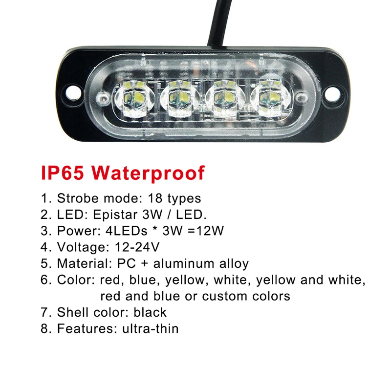 LED Truck Trailer forklift Red Rear Tail Brake Light Square Side Marker Truck Trailer Submersible external lamp Car Truck Warning Light warning light Car flash Police Emergency flasher Strobe Emergency Grille (3)