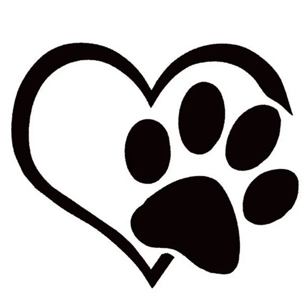 

Lovely Heart Shaped Dog Cat Paw Print Car Sticker For Camper Van Motorcycles Waterproof Vinyl Decal For Car Styling
