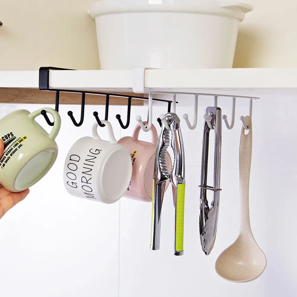 Кухонный стеллаж для хранения шкаф с подвесной полкой-крюком вешалка для посуды Органайзер держатель
