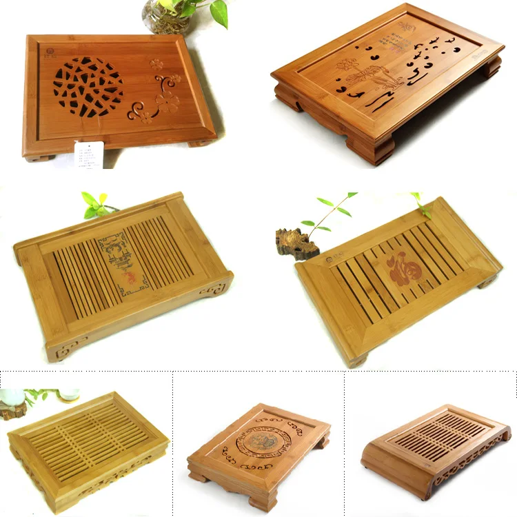 

Bamboo tea table Hot Sale Kung Fu Tea Set Natural Wood Tray Rectangular Traditional Puer