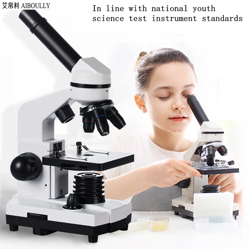 AIBOULLY Biological Microscope Zoom 1600 Times Animal and Plant Blood Analysis Instrument Student M