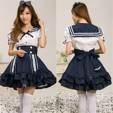 Princesa cosplay lolita dress mangas uniforme escolar japonés anime girl marinero marineros lolita dress cosplay b-3923