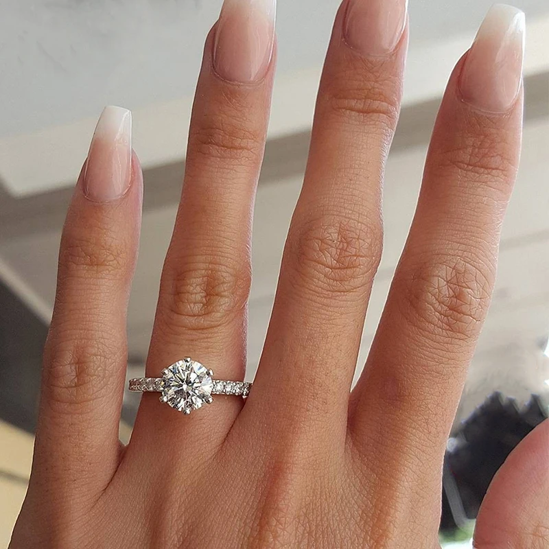 Новые Классические кольца с кристаллами для помолвки, дизайнерские кольца для женщин, AAA белый циркон, кубические Элегантные кольца для женщин, обручальное украшение