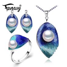 FENASY Pearl Jewelry sets 925 Sterling Silver stud earrings,natural Pearl leaf necklace for women Cloisonne earrings ring set FENASY Pearl Jewelry sets 925 Sterling Silver stud earrings,natural Pearl leaf necklace for women Cloisonne earrings ring set