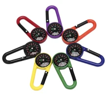 Multifunctional Hiking Metal Carabiner Mini Compass Thermometer sporting outdoor goods Keychain 1 pc
