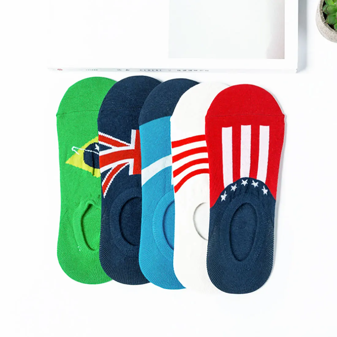 

New Boat Socks Striped National Flag Printed Comfortable Cotton Socks Ankle Low Invisible Multicolor Slipper Hosiery