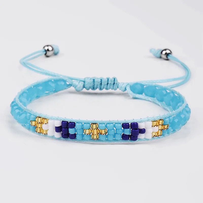 

Handmade Japanese Miyuki Bracelets For Women Small Crystal Beads Strand Chain Wax Rope Braided Wrap Bracelet Femme Charm Jewelry