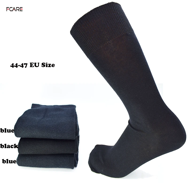 Fcare 12 шт = 6 пар 44,45, 46,47 размера плюс большие длинные ноги бизнес носки calcetines мужские хлопковые Свадебные черные синие носки