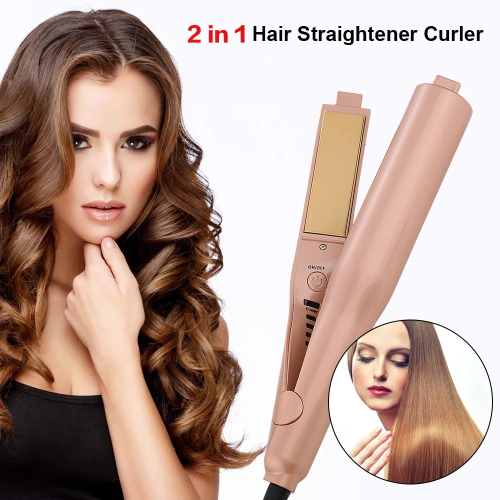 Hair Straightener Curler Tool 2-in-1 Curling and Straightening Iron All-In-One Salon Quality Styling Iron (50% OFF, Today Only!