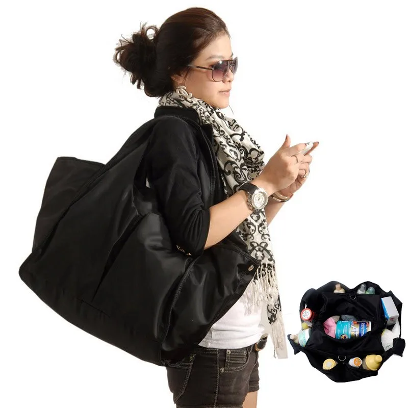 Модная черная нейлоновая многофункциональная сумка для подгузников, сумка для подгузников, бесплатная доставка