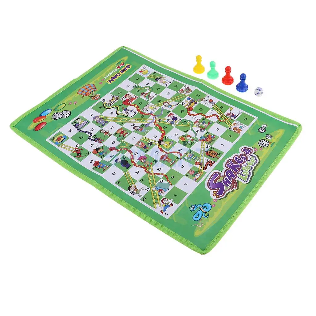 Mini Travel Chess Ludo Game Snake&Ladder Kids Children Portable Flying Chess Board Novelty Family Game Party Toys 38cm x 27cm