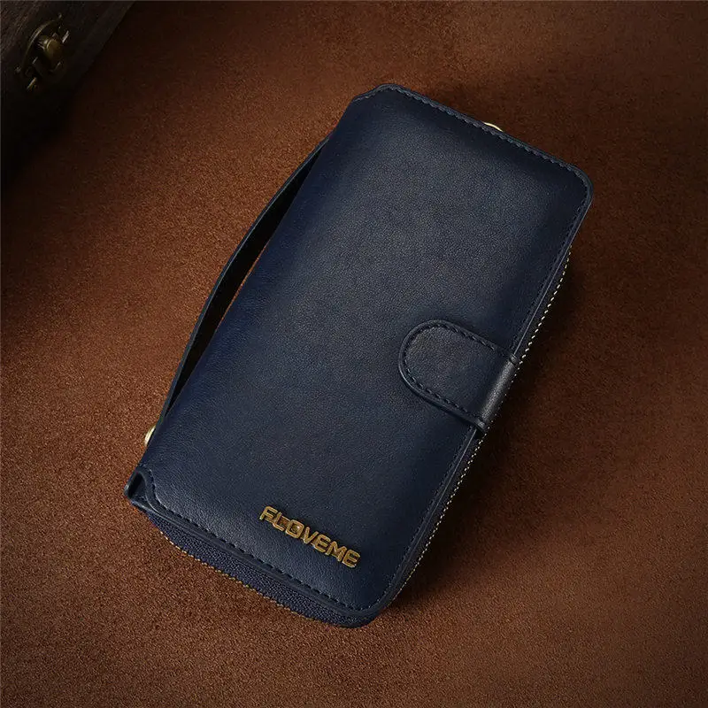 FLOVEME, деловой кошелек, чехол для телефона s, для samsung Galaxy S8, S7, S6 Edge Plus, чехол, Роскошный Ретро кожаный чехол, для samsung Note 8, 5 - Цвет: Deep Blue