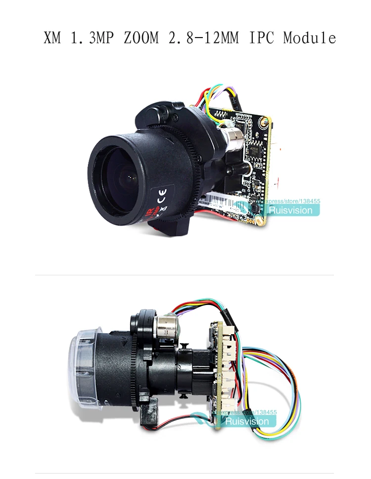 

XM HD 1.3MP/720P IPC 2.8-12mm Motorized Zoom & Auto Focal LEN 1/3" CMOS CCTV IP camera module board +LAN cable free shipping