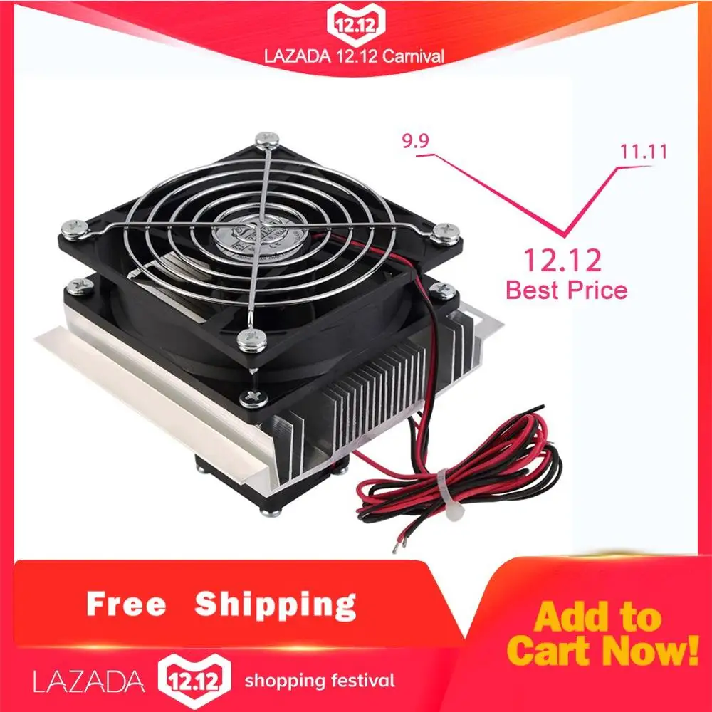 

60W Thermoelectric Peltier Cooler Refrigeration Semiconductor Cooling System Kit Cooler Fan Finished Set Computer Components