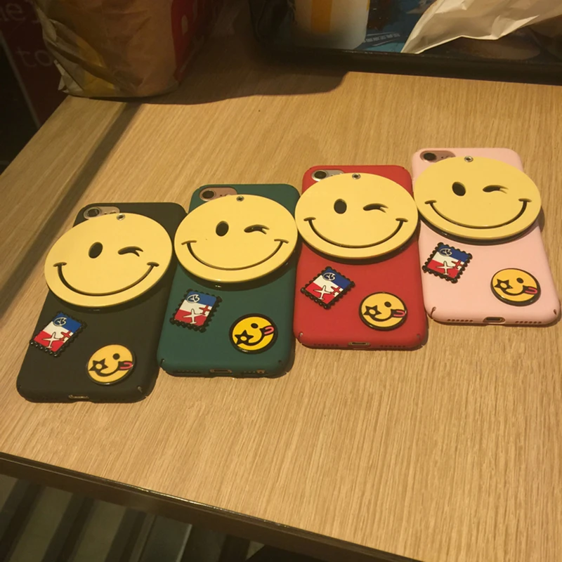 Aoweziic Smiling face mirror 6S mobile phone shell 8Plus hard shell anti fall For iPhone7plus protective cover X XS women