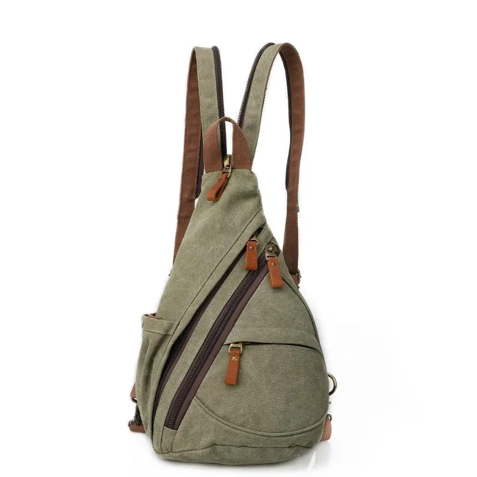 Men Women Casual Canvas Sling Bag Small Crossbody Shoulder