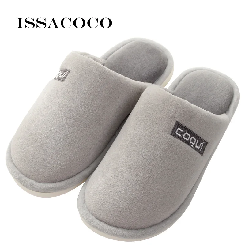 

ISSACOCO Man Shoes Cotton Men Slippers Warm Plush Winter Fur Lovers Slippers Soft Indoor Shoes Flat With Home Slippers Pantuflas