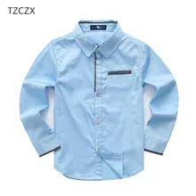 TZCZX-3025 акция, Детские рубашки для мальчиков европейский и американский стиль, хлопок, однотонные рубашки для детей от 4 до 6 лет