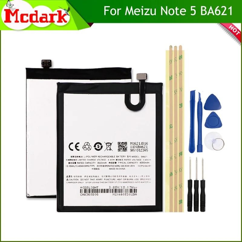 

BA621 Batterie For Meizu Note 5 Battery meilan note5 M5 Bateria Accumulator 4000mAh+Tools