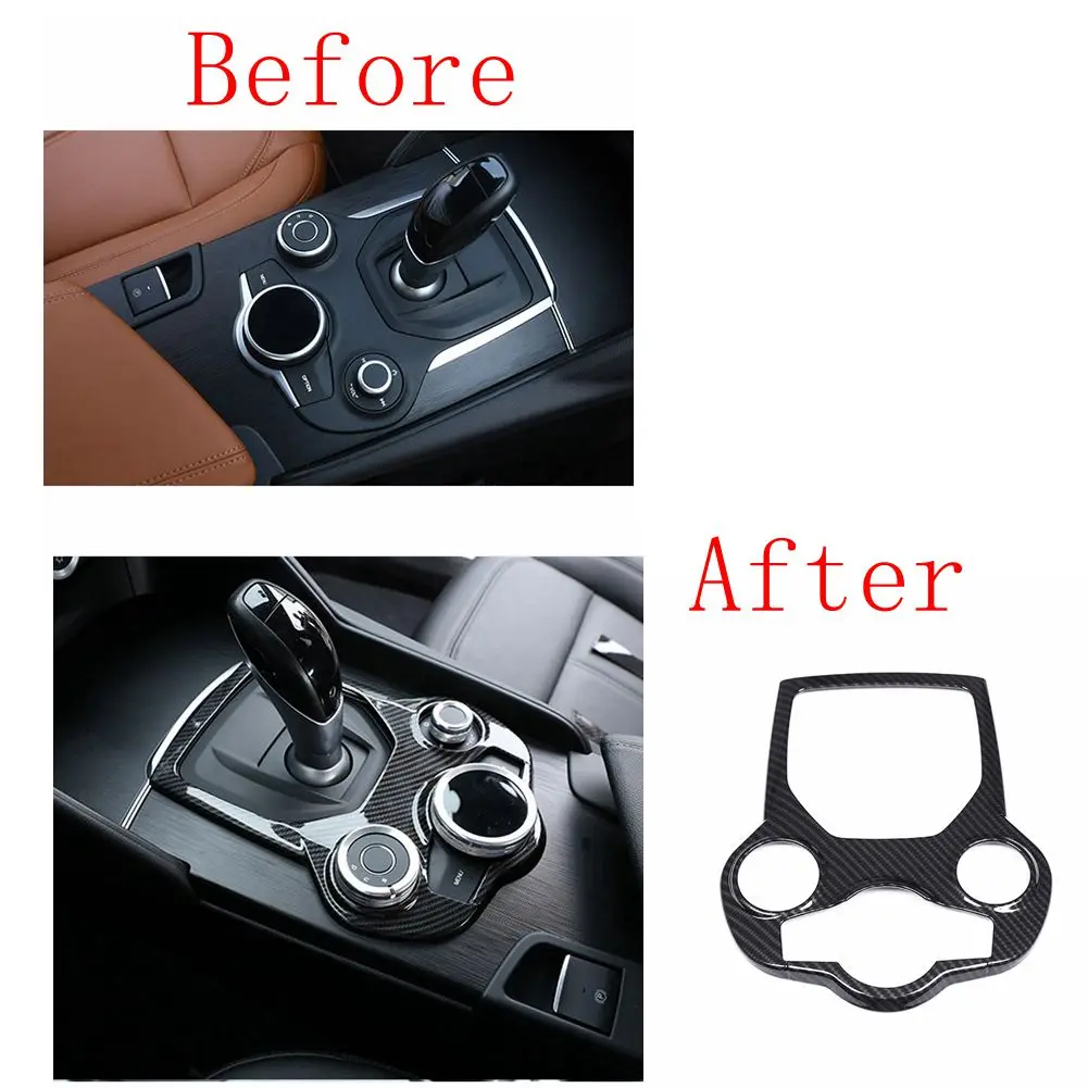 

Carbon Fiber Style ABS Car Interior Center Console Gear Shift Panel Trim fit for Alfa Romeo Giulia Stelvio 2016-2018