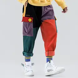 Вельветовые повседневные штаны для мужчин Красочные шаровары, штаны для бега Мода Harajuku спортивные штаны хип хоп Уличная мужской мотобрюки