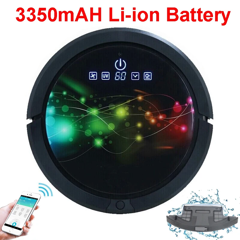 

Remote Control Wet And Dry Smart Vacuum Cleaner Robot With 3350mAH Li-ion Battery, Water Tank, UV Lamp,Schedule