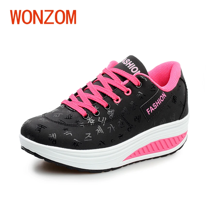 WONZOM Women Height Increasing Casual Shoes Breathable Fashion Waterproof Wedges Platform Shoes Stability New Arrival 35