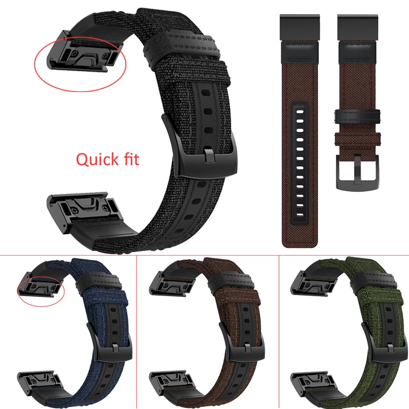 Ремешок нейлоновый для наручных часов Garmin Fenix 5X 5 3 3HR D2 S60 быстросъемный GPS браслет