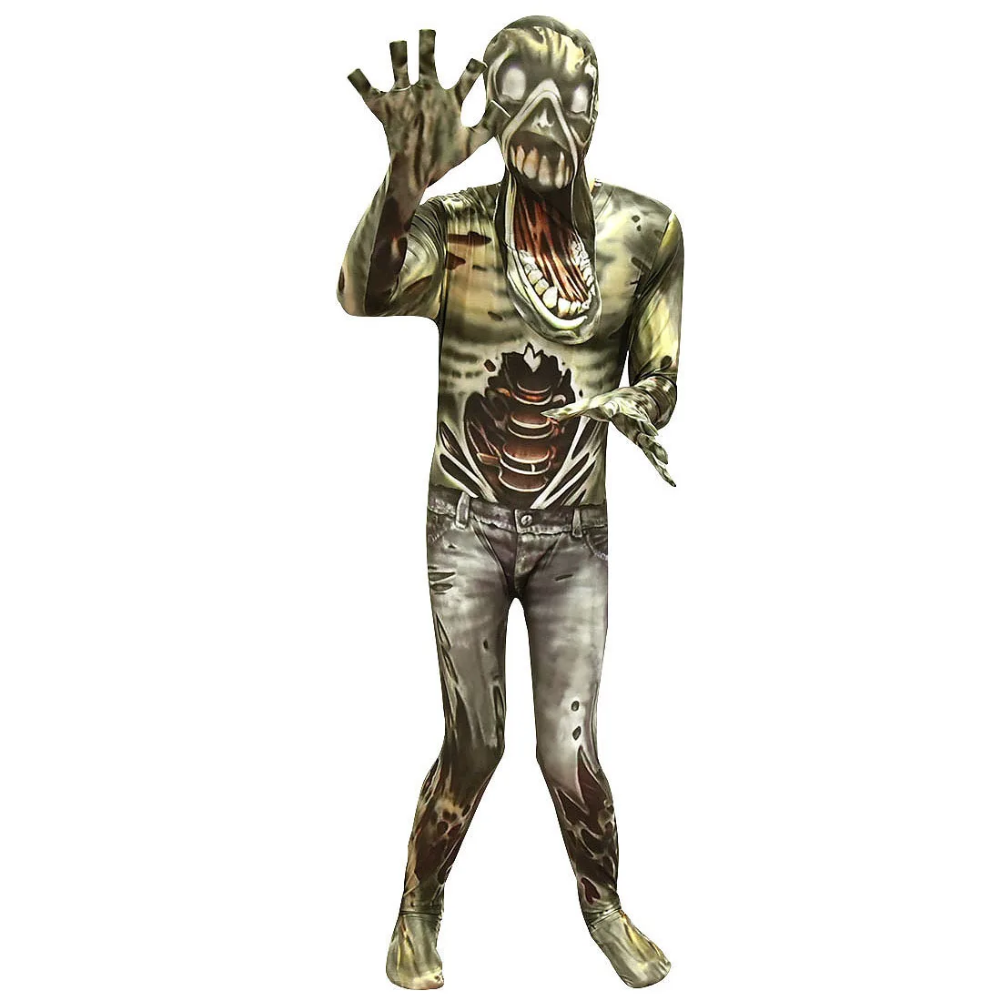 

Boys Jurassic Dinosaur t shirt Children's Halloween Super scary suit Boys Biochemical Zombie Clothing cosplay Halloween Party