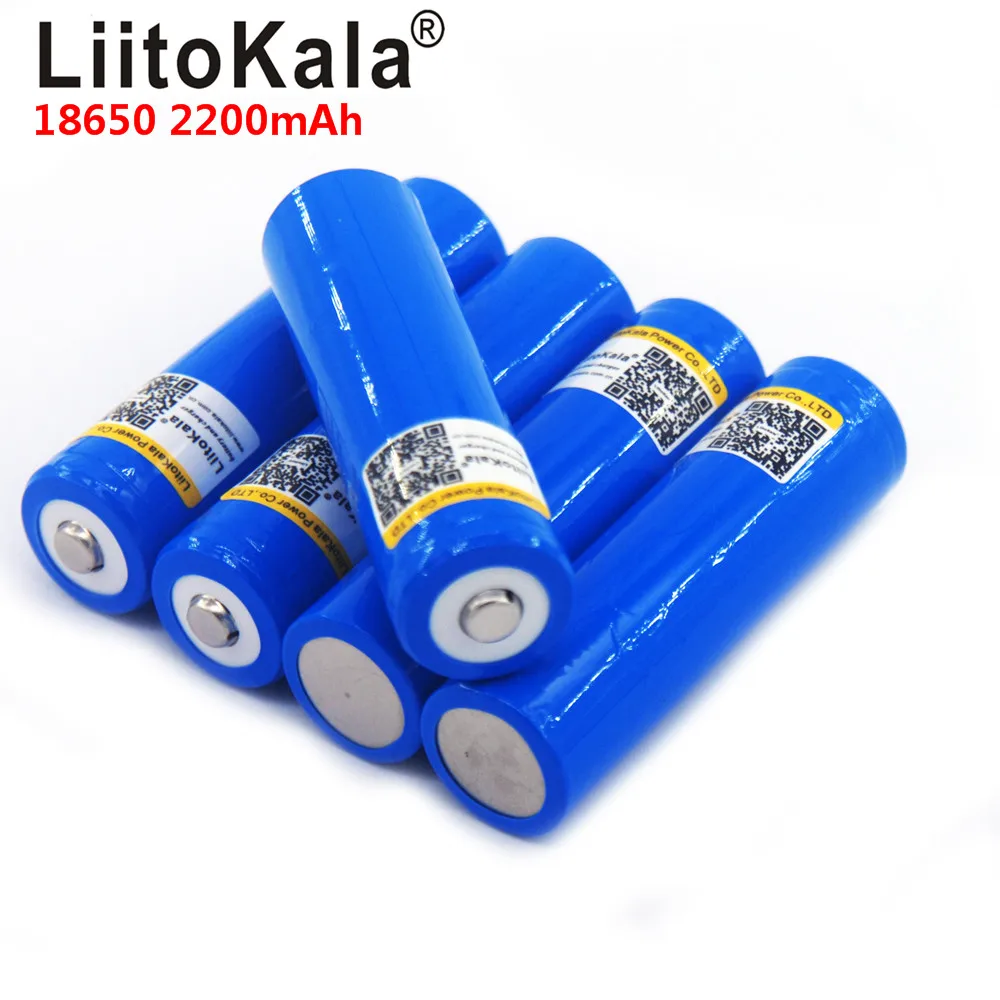 LiitoKala 18650 3,7 V bateria de Latio recarregivel 2200mA pilhas de Lanterna de Luz CONDUZIU a luz da bateria+ Apontado