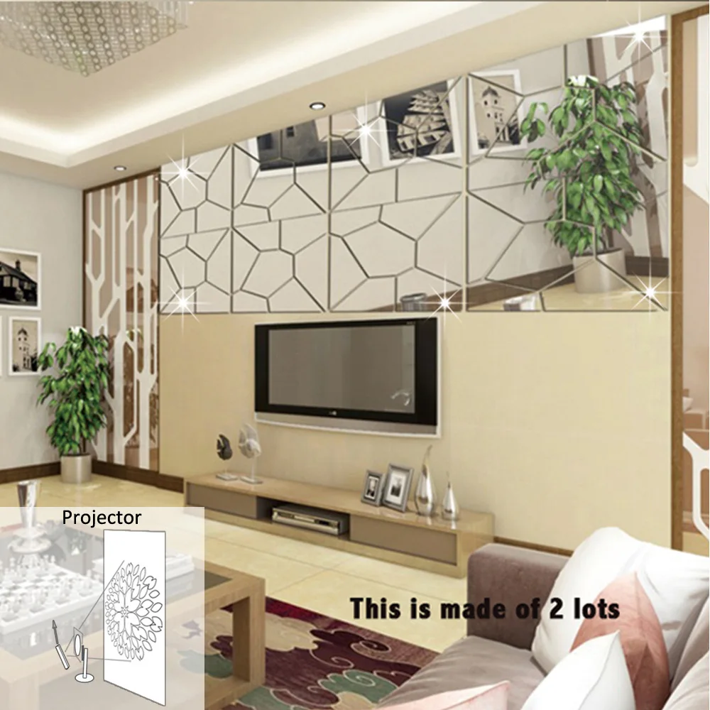 Акриловые зеркальные трещины наклейки для фона DIY геометрические Пазлы 3D