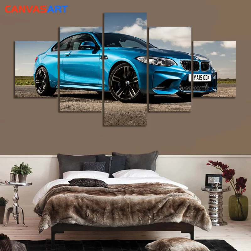 Холст искусство 5 шт HD картины синий BMW I8 холст для декора стен живопись