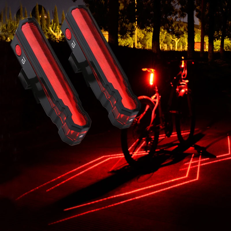 Clearance Bike Warning Tail Lamp USB Rechargeable Red Laser Taillight Mountain Bike LED Safety Night Riding Bike Accessories 15