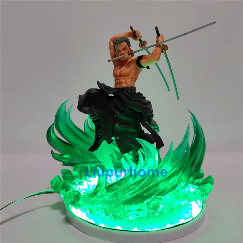 Один кусок Zoro рисунок 3D светодиодный ночник one piece Аниме Roronoa Zoro светодиодный настольный светильник украшение цвет меняется с зеленым основанием