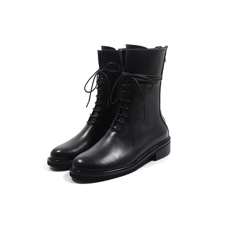 

2018 autumn and winter new style women's boots genuine leather comfortable low heel fashion Martin boots women