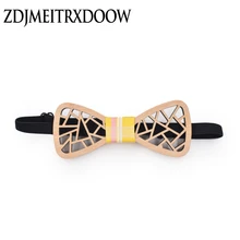 Дизайн нерегулярные полые резные деревянные галстук-бабочка костюм для отдыха ужин твердой древесины галстук-бабочка деревянный