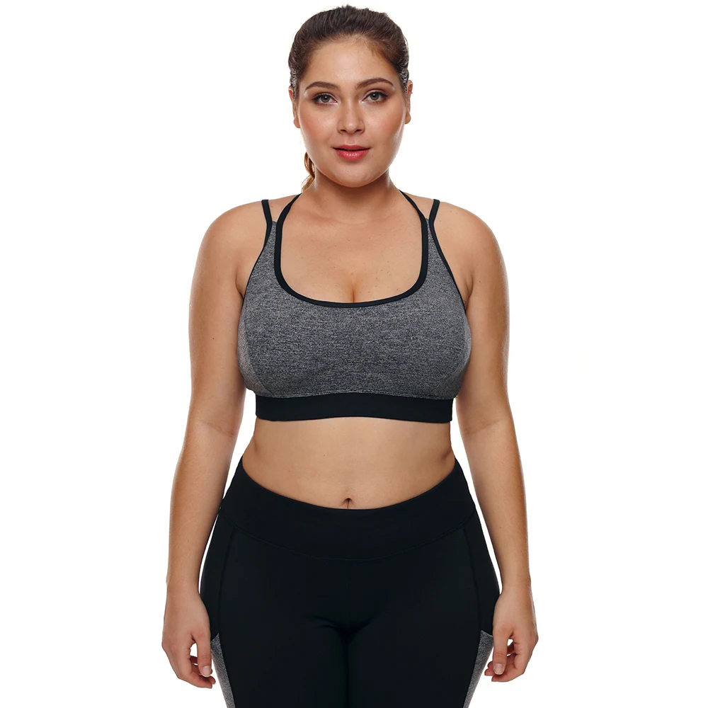 Sports Bra Plus Size Top for Fitness Big Size Female Sport Brassiere Push Up Cross Padded Running Yoga Workout Sport Bra 2018