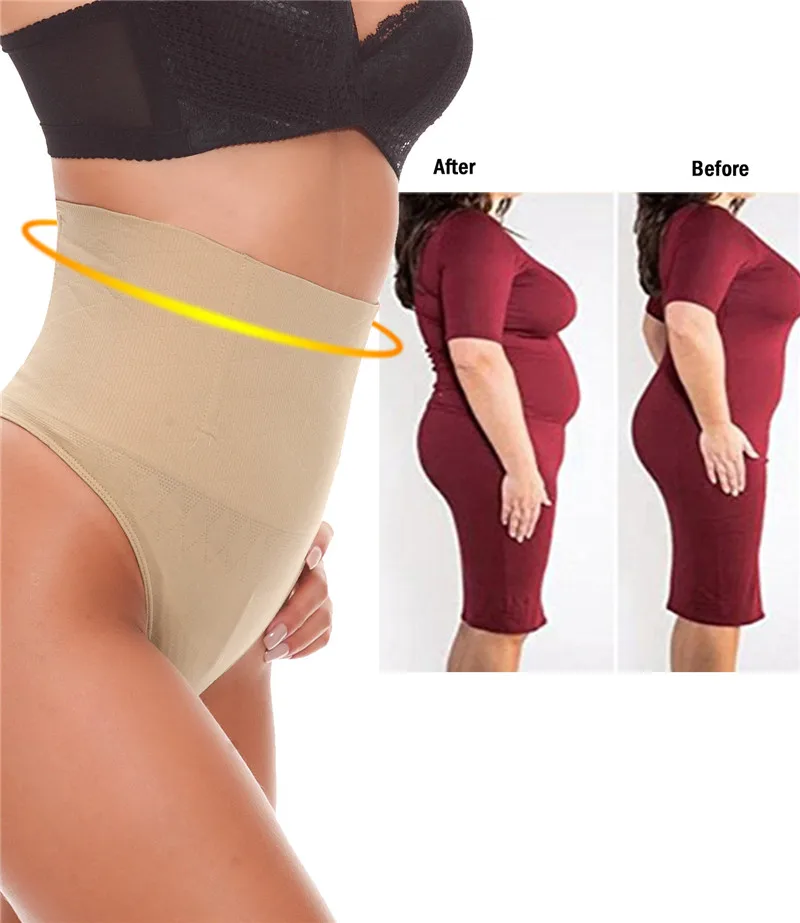 NINGMI Tummy Control Panties Women Sexy Butt Lifter Waist Trainer Body Shaper Thong Wedding Dress Shapewear Brief Slimming Pants