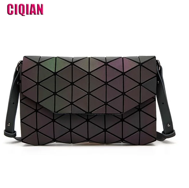 

2019 New Luminous geometric handbags women-bags designer geometry shoulder bag laser Folding crossbody bag Free Shipping