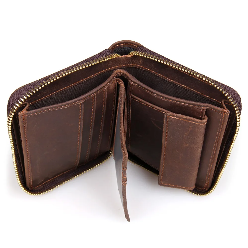 Unisex Card Hoder Leather Wallet Men Luxury Brand Wallets Zipper Around Closed Coin Holders For ...